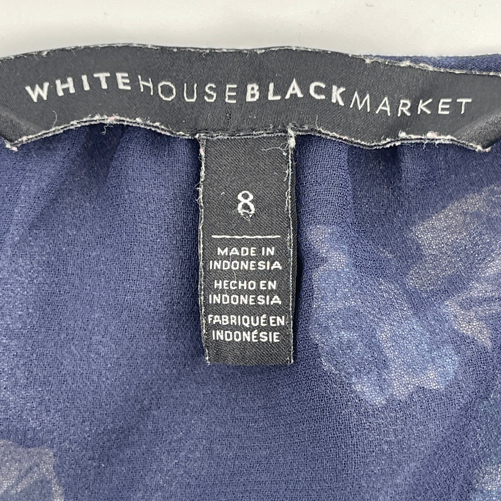 White House Black Market Floral Chiffon Ruffle Long Sleeve Blouse Top Size 8 - Picture 4 of 8